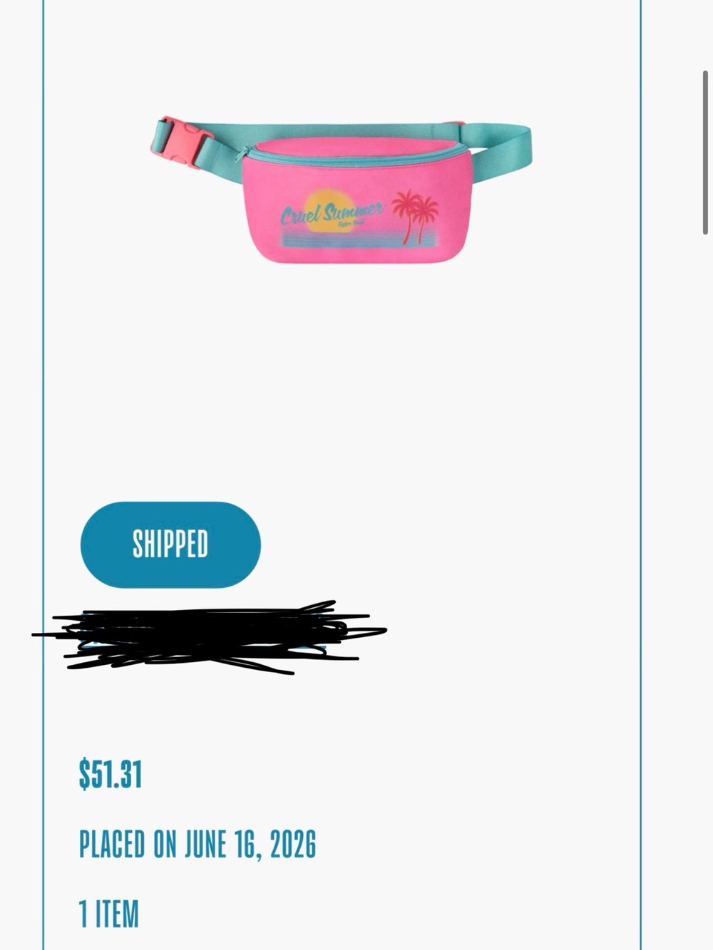 Taylor Swift Kids Pink & Teal Waist Bag with Sunset Graphic